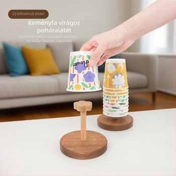 Fa pohártartó retro stílusban, fúrás nélkül szerelhető, tömeg 220 g