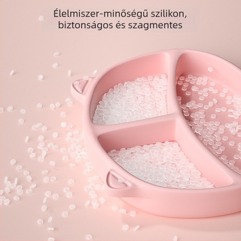 Szilikonból készült babatányér szívóval és 3 rekeszes tál – étkezési edények készlet 3 hónapos kortól