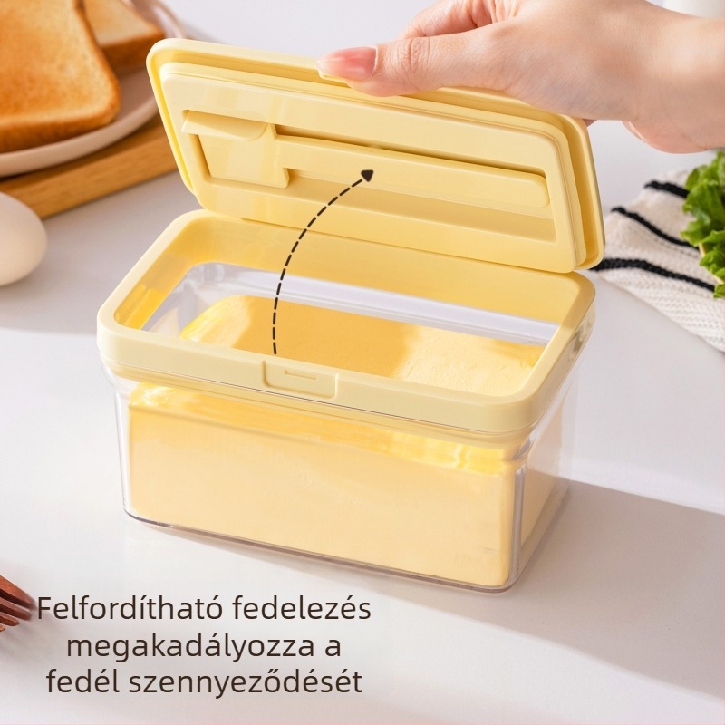 Vajvágó és tároló doboz lezárt elválasztóval, műanyag, 250 g és 500 g adagot tartalmazó, testreszabható