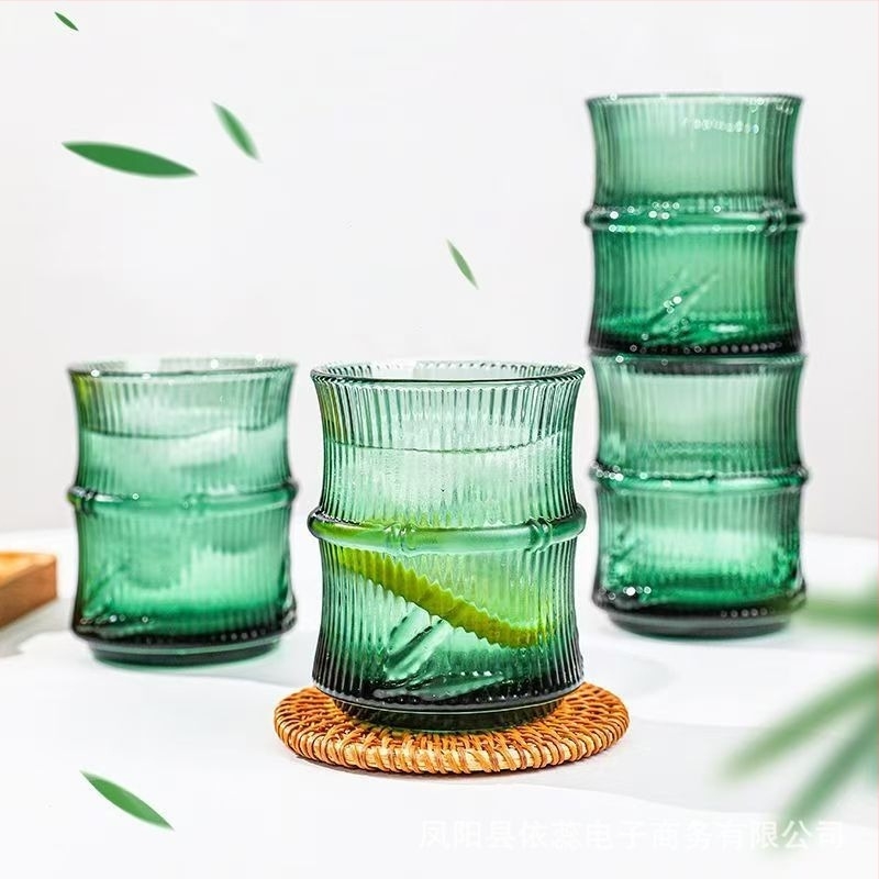 Vízivó pohár készlet dombor mintával, gömbölyű forma, fogantyú nélküli, háztartási használatra, prémium minőség (Anyag: soda-lime üveg; Stílus: modern minimalizmus; Forma: gömbölyű; Összeállítás: halmozó poharak)
