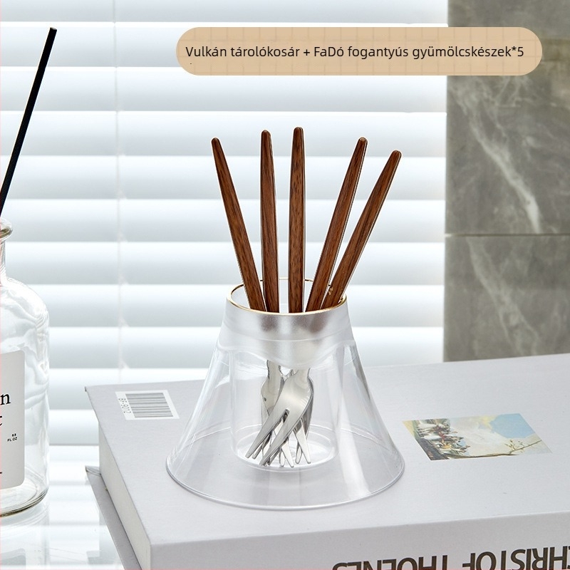 Gyümölcsvilla készlet tárolóedénnyel, rozsdamentes acél, könnyű luxus retro stílus, logó nyomtatás elérhető, testreszabható
