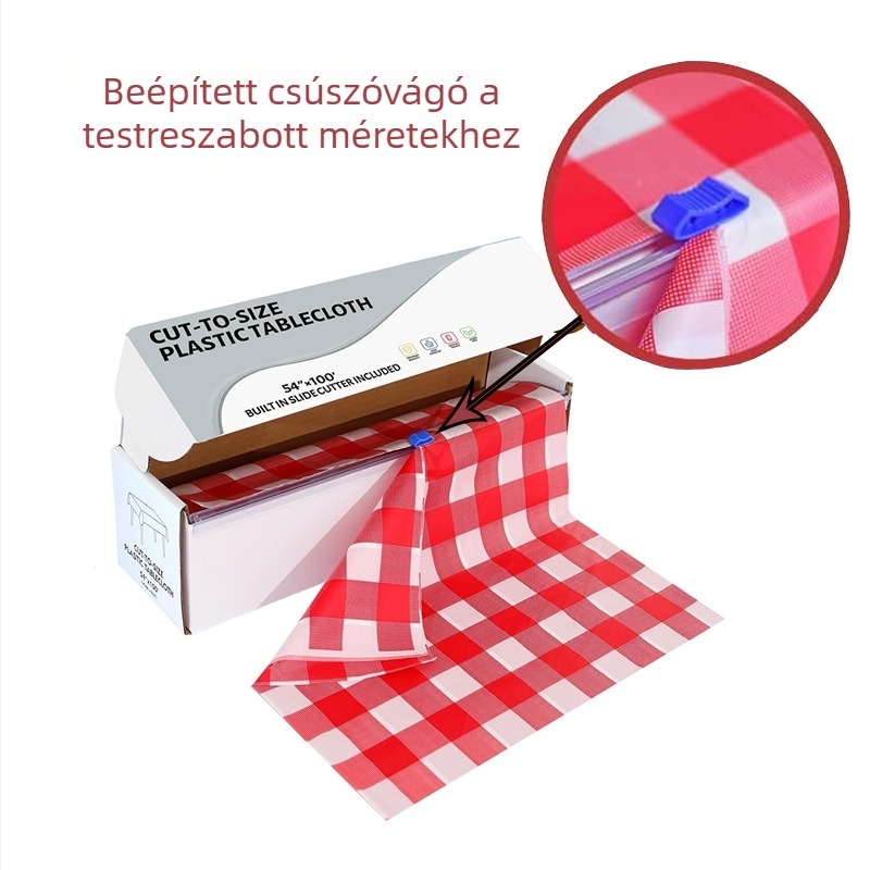 PEVA asztalterítő tekercs, egyszer használatos, vágóval, méretre vágva, 54x100 láb