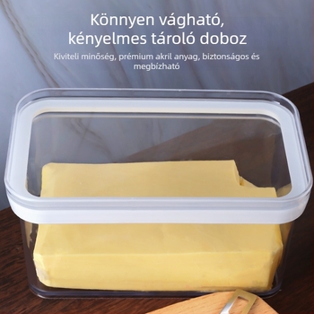 Sajt tároló doboz vágókészlettel, átlátszó, négyzet alakú, kapacitás 301–500 ml