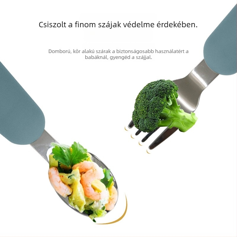Bébiknek készült szilikonból készült integrált etető készlet erős szívóerővel, 3 részes, kanállal és villával.