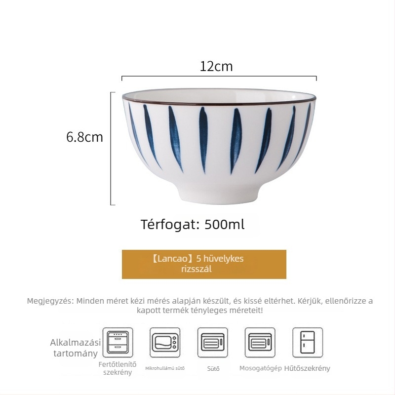 Jingdezhen porcelán étkészlet – tálak és leveses tálak, modern minimalistikus japán stílus, virágos minta alglazúrral, mikrohullámú sütőhöz alkalmas