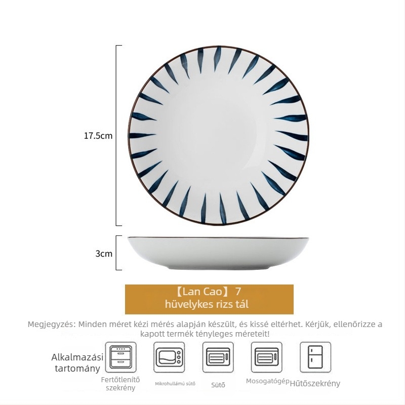 Jingdezhen porcelán étkészlet – tálak és leveses tálak, modern minimalistikus japán stílus, virágos minta alglazúrral, mikrohullámú sütőhöz alkalmas