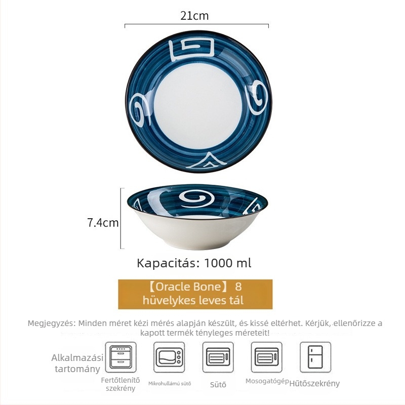 Jingdezhen porcelán étkészlet – tálak és leveses tálak, modern minimalistikus japán stílus, virágos minta alglazúrral, mikrohullámú sütőhöz alkalmas