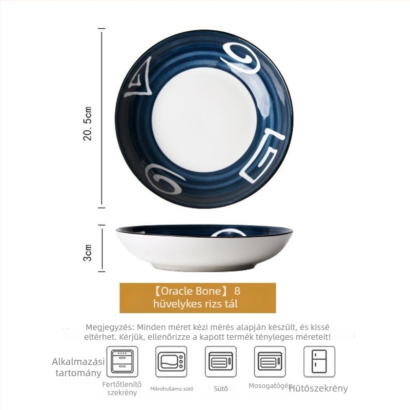 Jingdezhen porcelán étkészlet – tálak és leveses tálak, modern minimalistikus japán stílus, virágos minta alglazúrral, mikrohullámú sütőhöz alkalmas