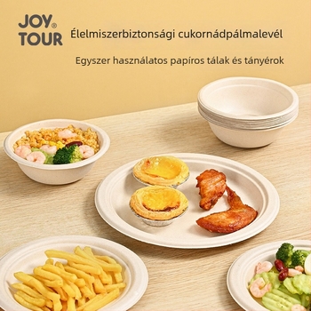 Biodegradálható egyszer használatos papír edények, 50 darabos készlet, kör alakú, 350 ml kapacitás