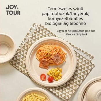 Biodegradálható egyszer használatos papír edények, 50 darabos készlet, kör alakú, 350 ml kapacitás