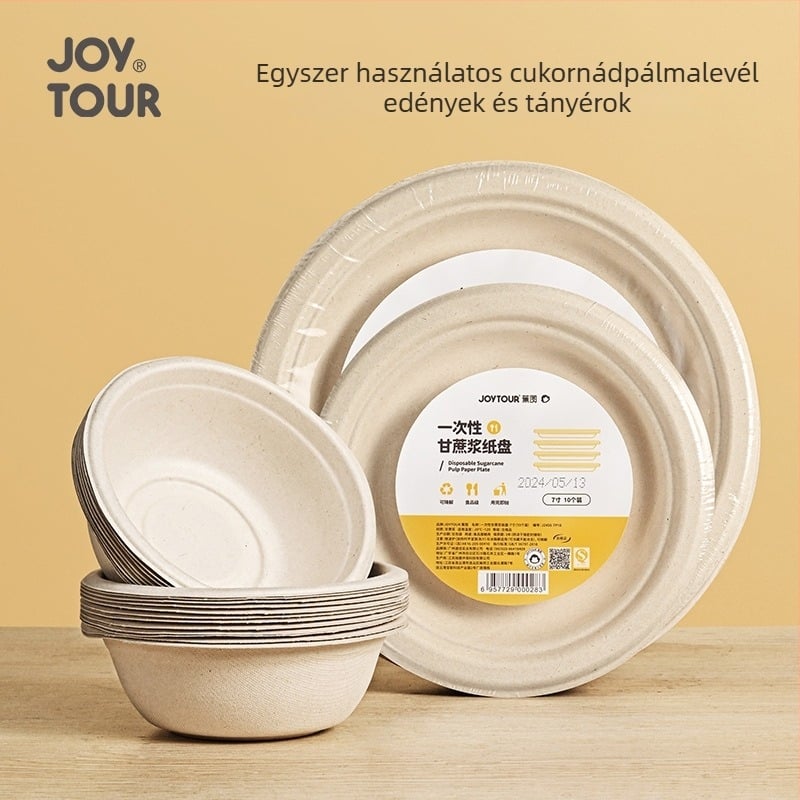 Biodegradálható egyszer használatos papír edények, 50 darabos készlet, kör alakú, 350 ml kapacitás