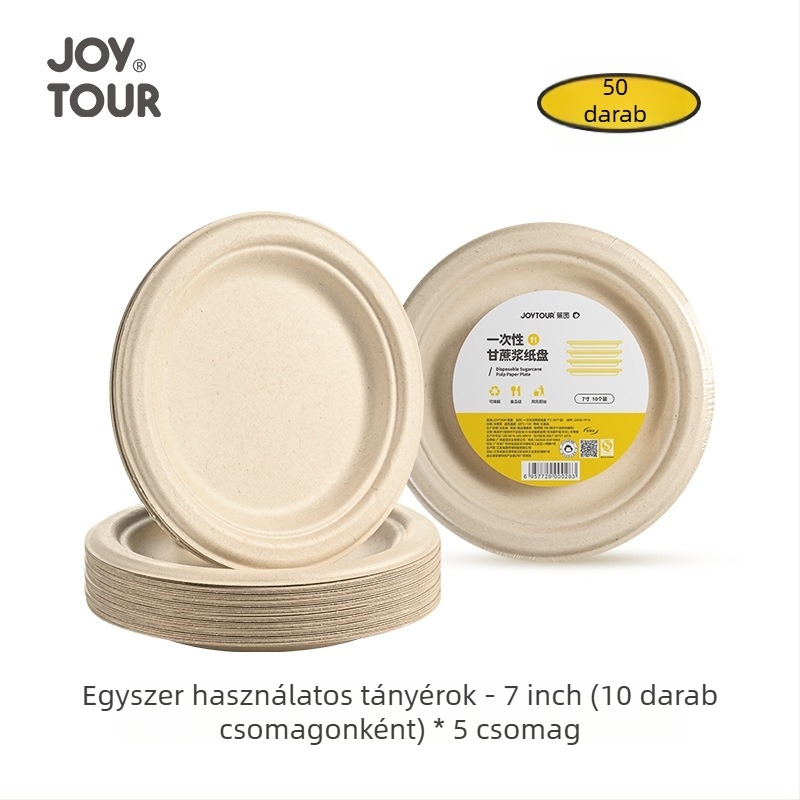 Biodegradálható egyszer használatos papír edények, 50 darabos készlet, kör alakú, 350 ml kapacitás