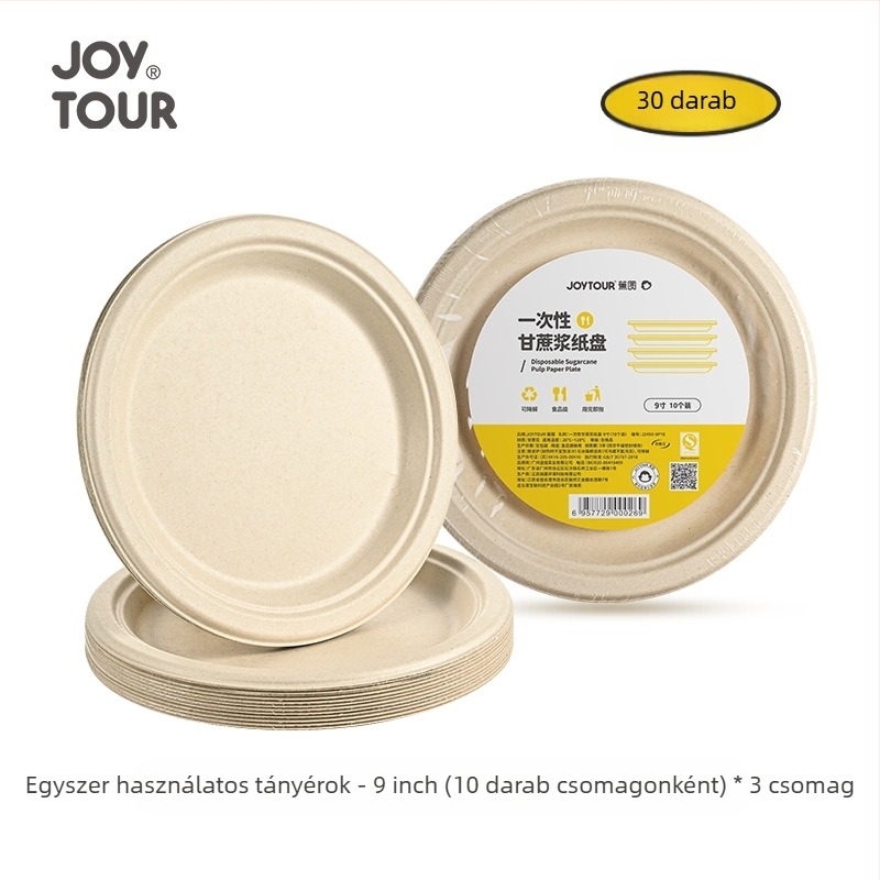 Biodegradálható egyszer használatos papír edények, 50 darabos készlet, kör alakú, 350 ml kapacitás