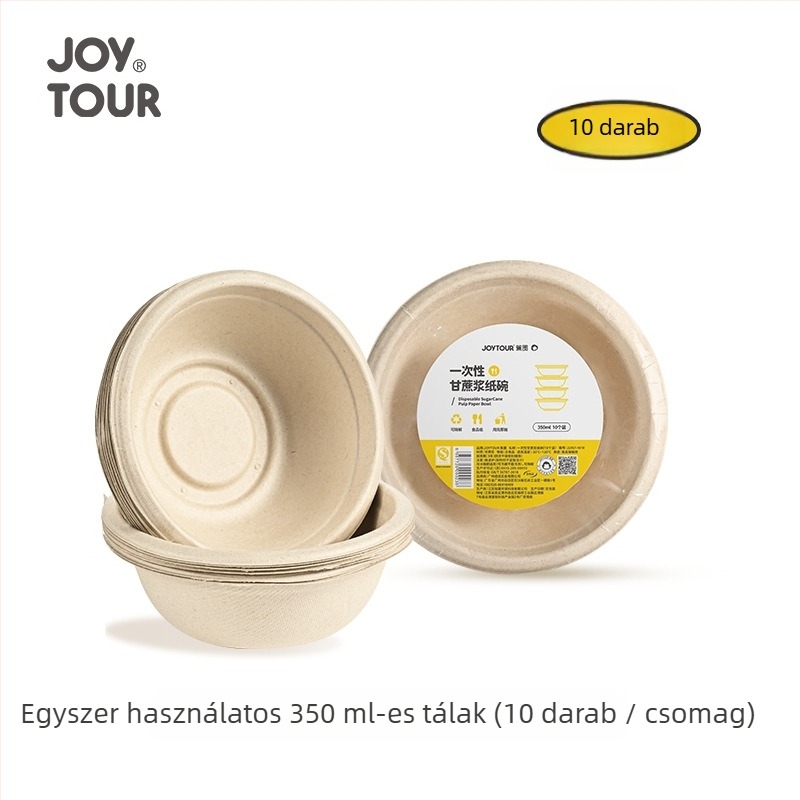 Biodegradálható egyszer használatos papír edények, 50 darabos készlet, kör alakú, 350 ml kapacitás