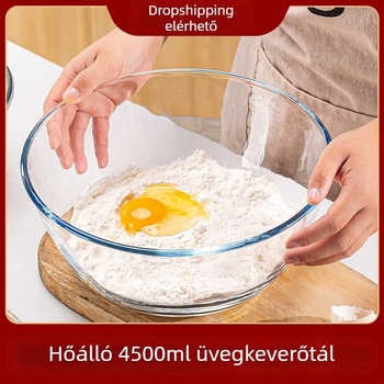 Üvegből készült tészta dagasztó tál, kör alakú, hőálló, logóval ellátott, testre szabható, otthoni étkezésekhez