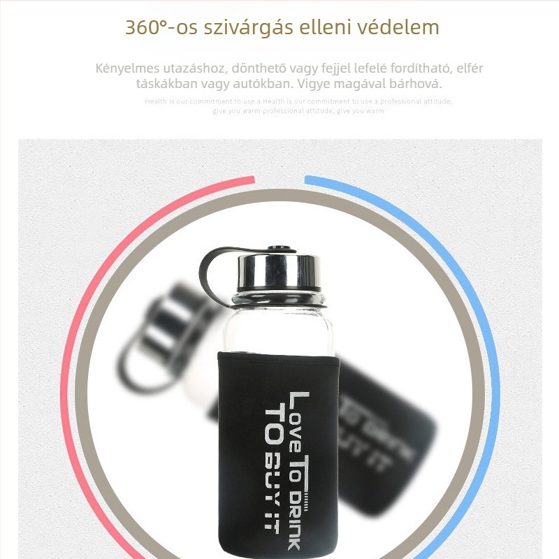 Hordozható 1000 ml-es üvegpohár teához, fedéllel és szűrővel, kültéri használatra