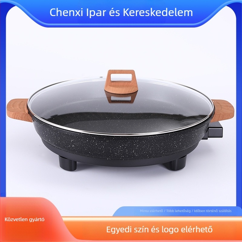 Főzőserpenyő, tapadásmentes felület, orvosi kő anyag, hőmegőrzés, üvegfedő