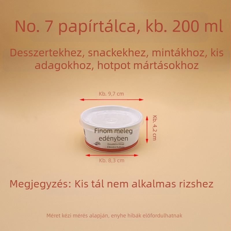 7. számú egyszer használatos kerek papírtál, fagylaltokhoz, desszertekhez és mártogatós szószokhoz