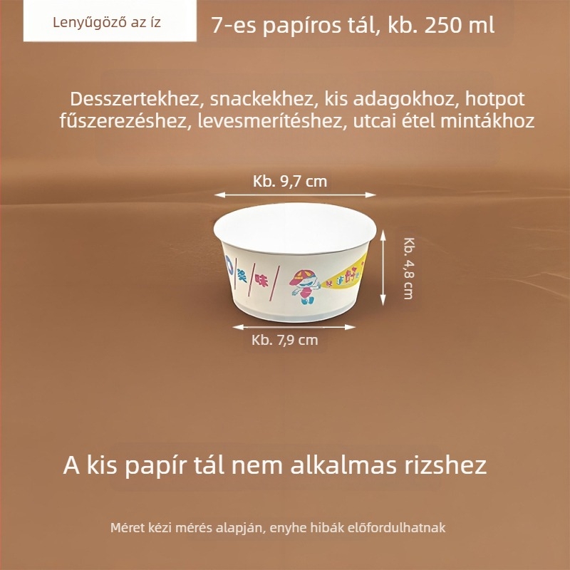 7. számú egyszer használatos kerek papírtál, fagylaltokhoz, desszertekhez és mártogatós szószokhoz