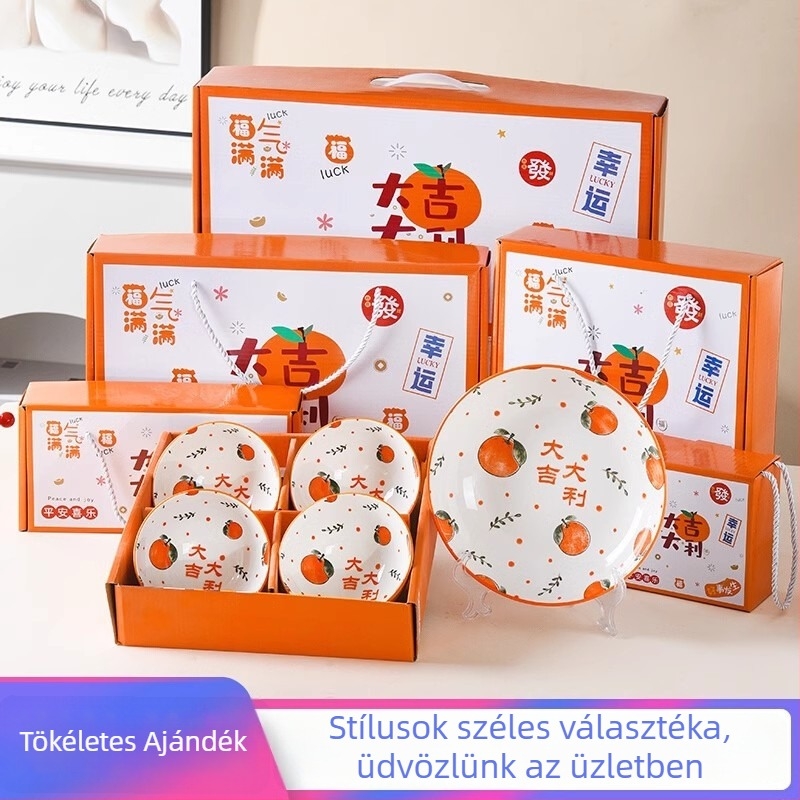 Kerámia Camellia mintás tál- és evőpálcika készlet