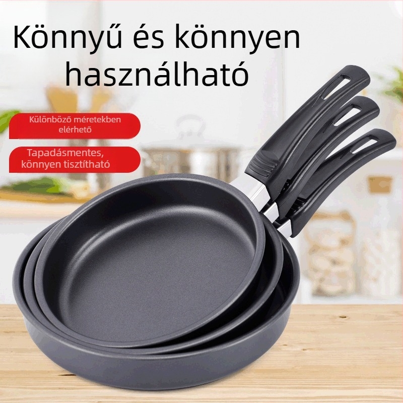 Öntöttvas serpenyő, tapadásmentes bevonattal, mini modell omletthez és palacsintához, fogantyúval, többszörös alj