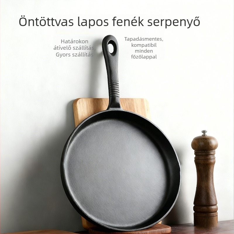 Öntöttvas serpenyő, tapadásmentes, bevonat nélküli, 1,8 kg