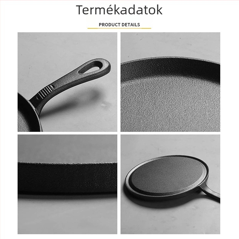 Öntöttvas serpenyő, tapadásmentes, bevonat nélküli, 1,8 kg