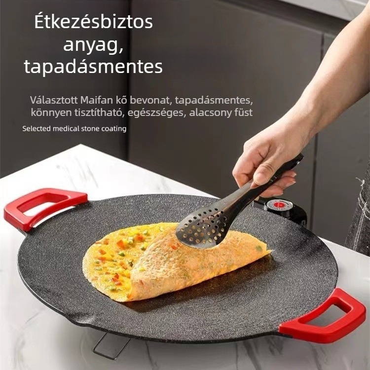 Otthoni használatra szánt elektromos grillpan, sütés és grillezés, egyoldali felmelegedés, fekete kristályos kerámia panel, teljesítmény 800–899 W