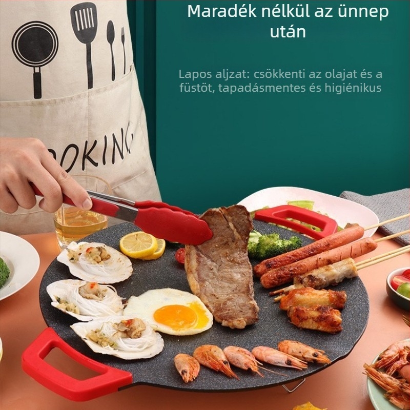 Otthoni használatra szánt elektromos grillpan, sütés és grillezés, egyoldali felmelegedés, fekete kristályos kerámia panel, teljesítmény 800–899 W