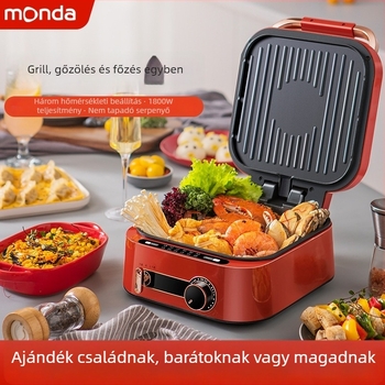Monda MD-SM6012 elektromos tortasütő serpenyő kettős fűtéssel – 26–28 cm átmérő, pirítás és sütés funkciók, 1800W, 220V, 50Hz, tepsi mélység 8 cm