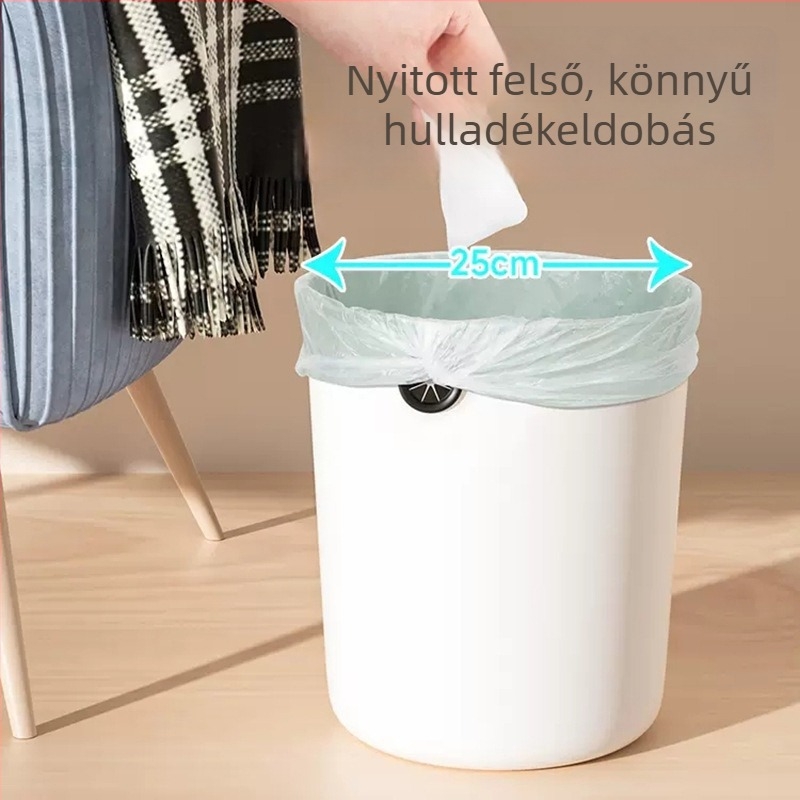 Műanyag szemetes, hengeres alakú, fedél nélküli, 12 L, háztartási használatra