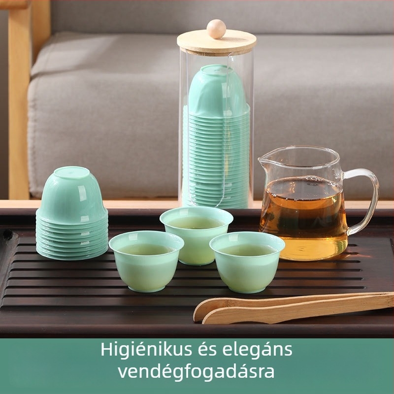 Gongfu teáscsésze készlet rizshéj anyagból, biológiailag lebomló, teáscsésze forma, 40 db egy dobozban, Kína