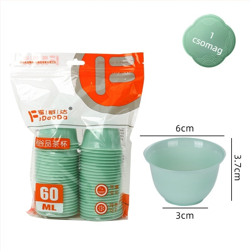 Gongfu teáscsésze készlet rizshéj anyagból, biológiailag lebomló, teáscsésze forma, 40 db egy dobozban, Kína