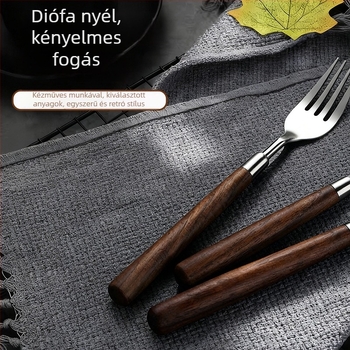 304 rozsdamentes acél nyugati stílusú evőeszköz készlet: kés, villa, kanál; tükörsima felület; modern, letisztult dizájn; logónyomás és testreszabás elérhető