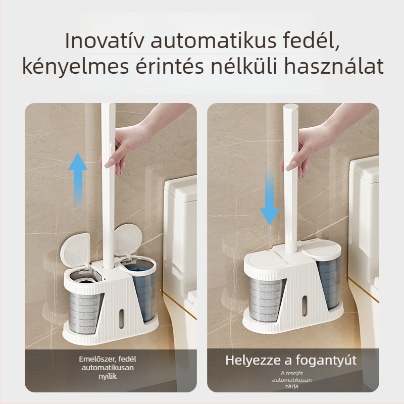 Egyszer használatos vécé-kefe – No-Dead-Angle, falra szerelhető, műanyag, kiváló minőségű készlet