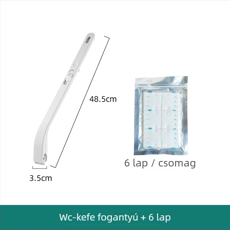Háztartási WC-kefe – nincs holt szög, cserélhető eldobható fej, műanyagból, 0,2 kg, Rice Wood