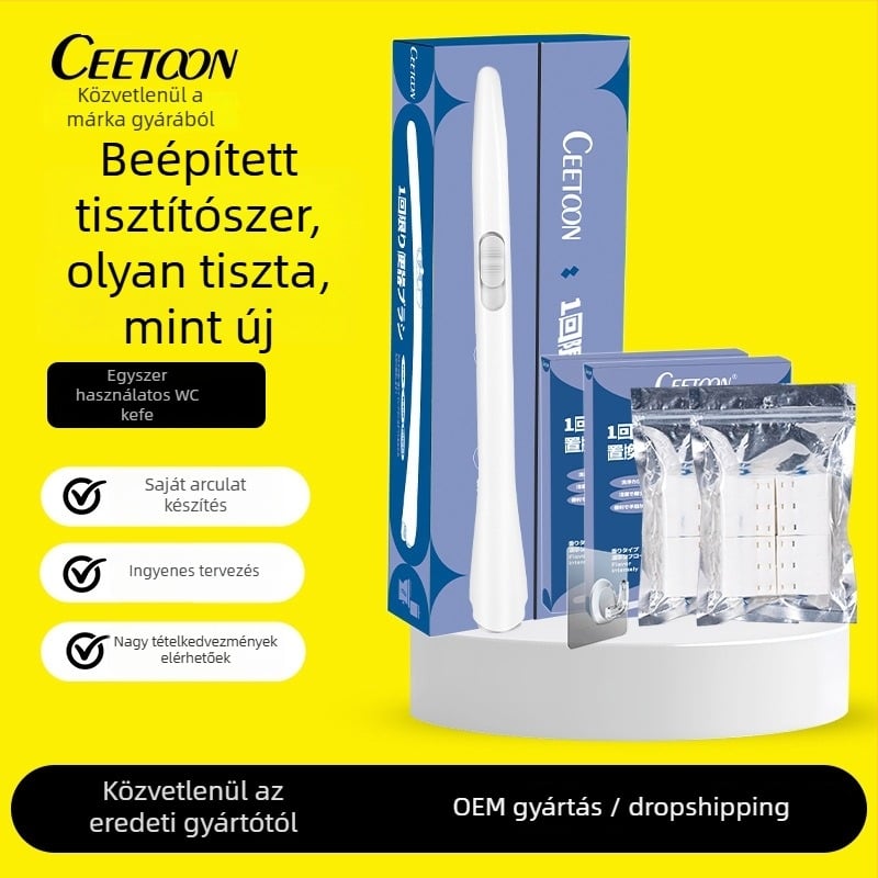 Egyszer használatos WC-ecset – Öntisztító, cserélhető fej és WC-tisztítóval (Ceetoon, Bh-001, Műanyag, Modern minimalista stílus)