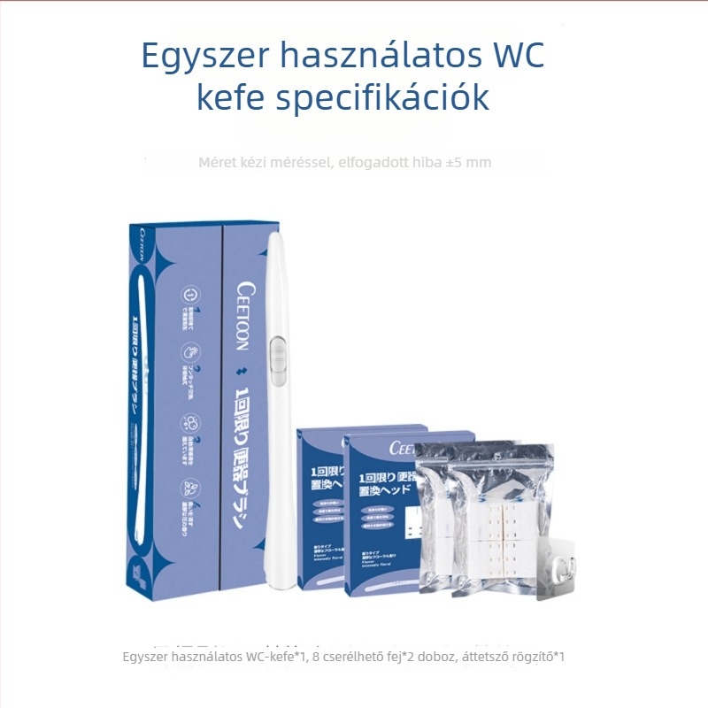 Egyszer használatos WC-ecset – Öntisztító, cserélhető fej és WC-tisztítóval (Ceetoon, Bh-001, Műanyag, Modern minimalista stílus)