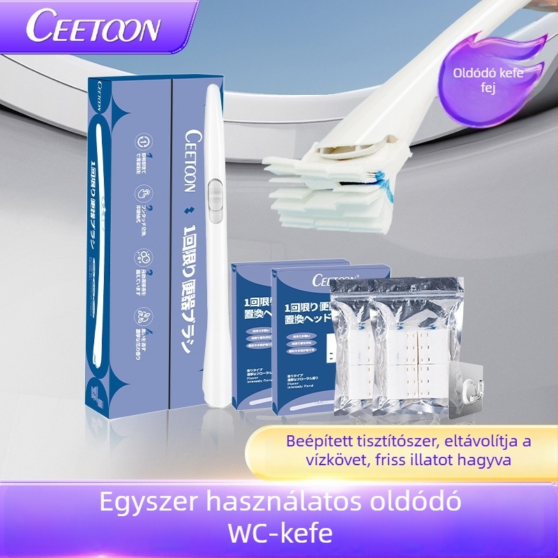 Egyszer használatos WC-ecset – Öntisztító, cserélhető fej és WC-tisztítóval (Ceetoon, Bh-001, Műanyag, Modern minimalista stílus)