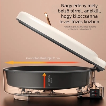 Kettős fűtéses, többfunkciós palacsintasütő, nagy kapacitás 2–3 adaghoz, 900–999 W, tapadásmentes bevonat, rozsdamentes acél ház