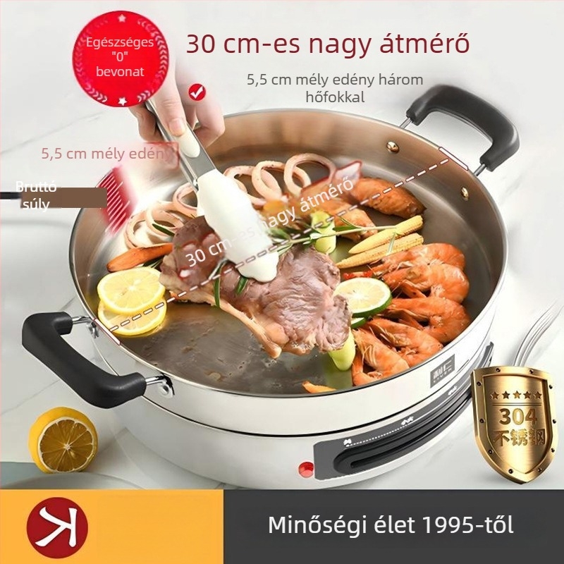 Liren DJG-J3265 elektromos sütő tepsi, bevonat nélküli rozsdamentes acél, egyoldali fűtés, 220V 50Hz