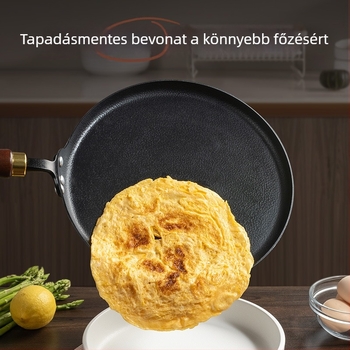Vasból készült tapadásmentes serpenyő, lapos palacsinta serpenyő, modell AJBTA, fedő nélkül