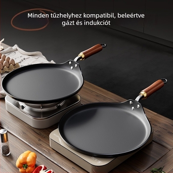 Vasból készült tapadásmentes serpenyő, lapos palacsinta serpenyő, modell AJBTA, fedő nélkül