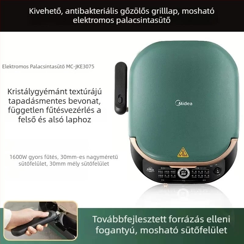 Elektromos palacsinta sütő, kétoldalas fűtés, modell MC-JKE3075, leválasztható és mosható