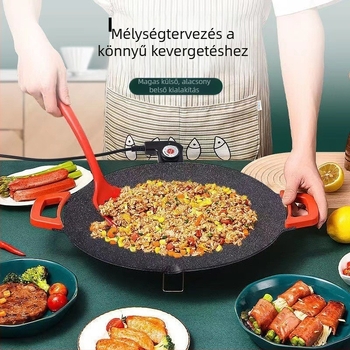 Koreai stílusú multifunkcionális elektromos grill serpenyő, kör alakú, alumíniumból, füstmentes, tapadásmentes