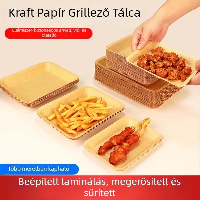 Egyszer használatos kraftpapír tál grillhez és élelmiszer-csomagoláshoz, csirke nuggetek doboza
