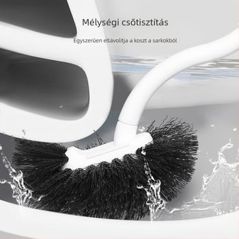 WC-tisztító kefe, műanyag, falra szerelt, hosszú nyél, puha sörtéjű