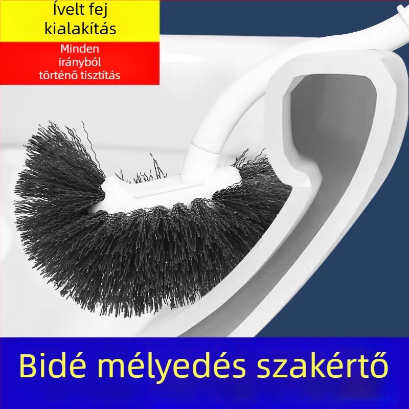 WC-tisztító kefe, műanyag, falra szerelt, hosszú nyél, puha sörtéjű