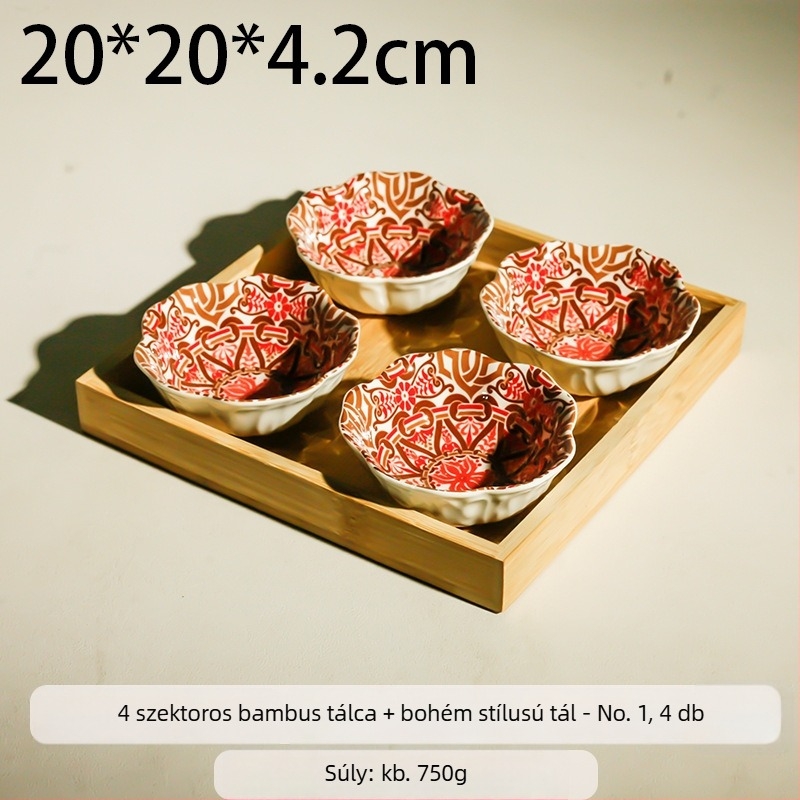 Porcelán osztott gyümölcstál, pásztor stílus, könnyű luxus retro, nyomtatott minta