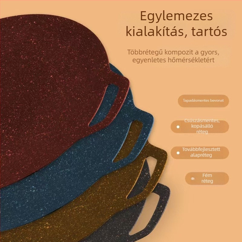 Hordozható kerek vas teppanyaki grillsütőlemez, koreai stílus, tapadásmentes felület